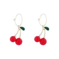 Zinc Alloy Drop Earring, with Acrylic, fashion jewelry & for woman, red, 5cmX2.1cm 