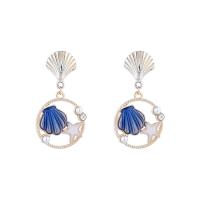 Zinc Alloy Drop Earring, with Plastic Pearl, fashion jewelry & for woman, blue, 4.5cmX2.5cm 