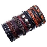Cowhide Bracelets, Faux Leather, wrist wreath, with Wax Cord, 10 pieces & fashion jewelry & Unisex, 60mm 