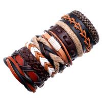 Bracelets de cuir de vachette, Faux cuir, avec corde de cire, 10 pièces & bijoux de mode & unisexe, 60mm, Vendu par fixé