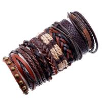 Bracelets de cuir de vachette, Faux cuir, poignet couronne, avec corde de cire, 10 pièces & bijoux de mode & unisexe, 60mm, Vendu par fixé