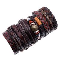 Cowhide Bracelets, Faux Leather, with Wax Cord, 10 pieces & fashion jewelry & Unisex, 60mm 