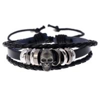 Cowhide Bracelets, Faux Leather, with Zinc Alloy, fashion jewelry & Unisex, 6mm .7 Inch 