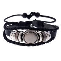 Cowhide Bracelets, Faux Leather, with Zinc Alloy, fashion jewelry & Unisex, 6mm .7 Inch 