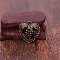Zinc Alloy Heart Pendants, DIY, brown 