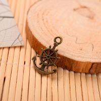 Zinc Alloy Ship Wheel & Anchor Pendant, DIY, brown 