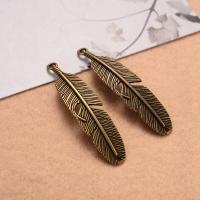 Pendentifs plume en alliage de zinc, bijoux de mode & DIY, couleur bronze antique Vendu par PC