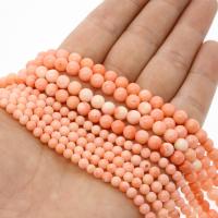 Natural Coral Beads, Round, polished, DIY, pink 