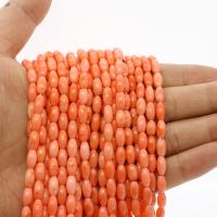 Natürliche Korallen Perlen, Koralle, Ellipse, poliert, DIY & verschiedene Größen vorhanden, orange, verkauft von Strang