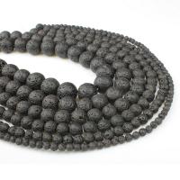 Natürliche Lava Perlen, rund, poliert, DIY & verschiedene Größen vorhanden, dunkelgrau, verkauft von Strang