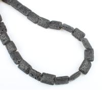 Natürliche Lava Perlen, Rechteck, poliert, DIY, dunkelgrau, 15*20mm, verkauft von Strang