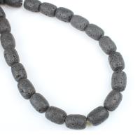 Natürliche Lava Perlen, Ellipse, poliert, DIY, dunkelgrau, 12*16mm, verkauft von Strang