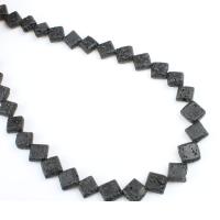 Natürliche Lava Perlen, Quadrat, poliert, DIY, dunkelgrau, 8*10mm, verkauft von Strang