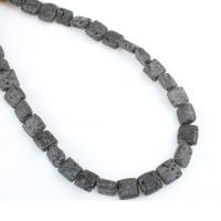 Natürliche Lava Perlen, Quadrat, poliert, DIY, dunkelgrau, 8*10mm, verkauft von Strang