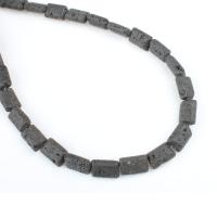 Natural Clear Quartz Beads, Lava, Rectangle, polished, DIY, dark grey, 8*10mm 