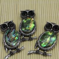 Abalone Shell Pendants, with Zinc Alloy, Owl, plated, DIY 