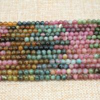 Natürlicher Turmalin Perlen, rund, poliert, DIY & verschiedene Größen vorhanden, gemischte Farben, verkauft von Strang