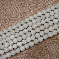weiße Jade Perle, rund, poliert, DIY & verschiedene Größen vorhanden, weiß, verkauft von Strang