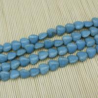 Synthetische Türkis Perlen, Herz, poliert, DIY, blau, 15x15mm, verkauft von Strang