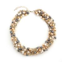 Zinc Alloy Necklace, with Plastic Pearl, with 2.09 inch extender chain, gold color plated, for woman, mixed colors Approx 16.53 Inch 