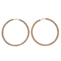 Mode Eisen Prise Kreis Ohrringe, Kreisring, goldfarben plattiert, für Frau, 100mm, verkauft von Paar