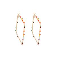 Zinc Alloy Hoop Earring, with Seedbead, Rhombus, gold color plated, for woman, multi-colored, 80mm 