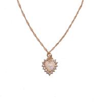 Rhinestone Zinc Alloy Necklace, with Opal, Heart, plated, for woman & with rhinestone 