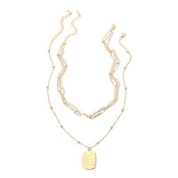 Mode-Multi-Layer-Halskette, Zinklegierung, mit Kunststoff Perlen, mit Verlängerungskettchen von 3.15 inch, goldfarben plattiert, für Frau & Multi-Strang, 34cm,47cm,2x3cm, verkauft von Strang