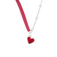 Zinc Alloy Necklace, with Plastic Pearl & enamel, fashion jewelry 40cm 