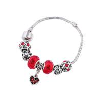 Zinc Alloy European Bracelets, with Crystal, fashion jewelry & with rhinestone, red, 19cm 