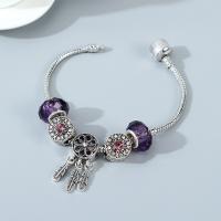 Zinc Alloy European Bracelets, with Crystal, fashion jewelry & with rhinestone, purple, 19cm 