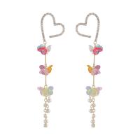 Zinc Alloy Rhinestone Drop Earring, Heart, fashion jewelry & for woman & with rhinestone 