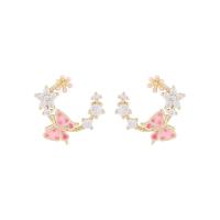 Boucles d'oreilles en laiton zircon cubique, bijoux de mode & pour femme & avec zircone cubique Vendu par paire
