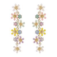 Zinc Alloy Rhinestone Drop Earring, Flower, fashion jewelry & for woman & with rhinestone 