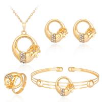 Rhinestone Zinc Alloy Jewelry Set, gold color plated, for woman & with rhinestone 