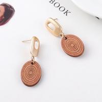 Zinc Alloy Drop Earring, with Wood, plated, for woman 