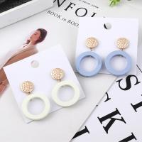 Zinc Alloy Drop Earring, with Wood, painted, for woman 