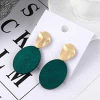 Zinc Alloy Drop Earring, with Wood, plated, for woman, green 