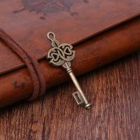 Zinc Alloy Key Pendants, fashion jewelry & DIY, antique bronze color 