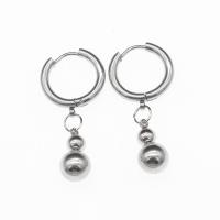 Huggie Hoop Drop Earring, 303 Stainless Steel, plated, fashion jewelry & for woman, silver color, 35*17*2.5mm 