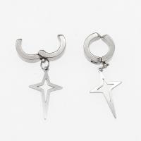 Huggie Hoop Drop Earring, 303 Stainless Steel, Cross, plated, fashion jewelry & for woman, silver color, 37*13.5*4mm 
