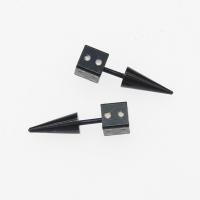 Stainless Steel Stud Earring, 303 Stainless Steel, plated, fashion jewelry & for woman, black, 23*6*6mm 