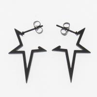 Stainless Steel Stud Earring, 303 Stainless Steel, Star, plated, fashion jewelry & for woman, black, 31*20*1.5mm 