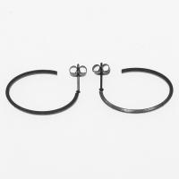 Stainless Steel Stud Earring, 303 Stainless Steel, plated, fashion jewelry & for woman, black, 32*1.5*18.5mm 
