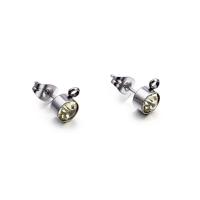 Titanium Steel Earring Drop Component, plated, micro pave cubic zirconia 6mm 