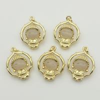 Brass Jewelry Pendants, with Gemstone, Buddha, gold color plated, hollow 