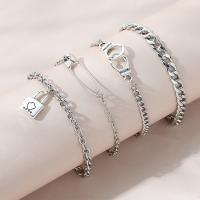 Fashion Zinc Alloy Bracelets, fashion jewelry & mixed, silver color, 24cm 
