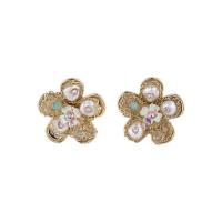 Zinc Alloy Stud Earring, Flower, fashion jewelry & for woman, 21mm 