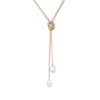 Zinc Alloy Necklace, gold color plated, for woman, white .77 Inch 