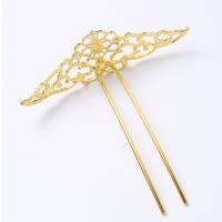 Hair Stick Findings, Iron, with Zinc Alloy, gold color plated, DIY 